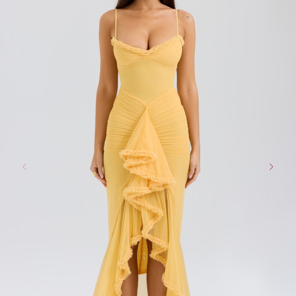 House of CB Yellow Ruffled Dress